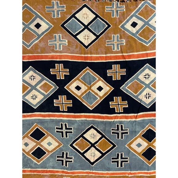 Southwestern Aztec Scarf Wrap Native American Print Fringe Shawl Primative - Picture 2 of 2